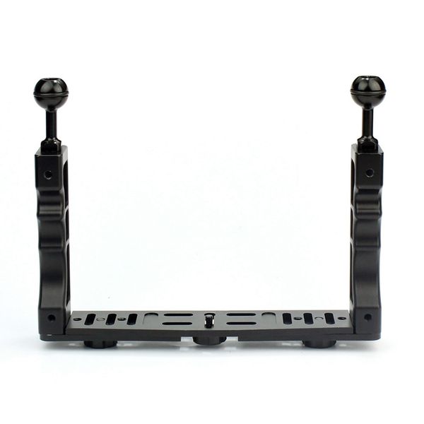 

cnc aluminum alloy handle grip stabilizer rig handheld underwater scuba diving tray mount / led light for dslr camera