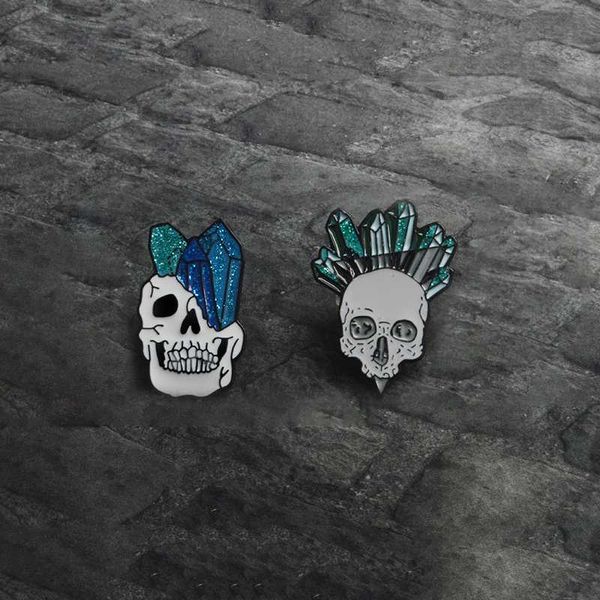 

голова череп pin скелет человека кристалл колонок эмаль pin badge punk halloween брошь для женщин мужчин сумки hat одежда воротника, Gray
