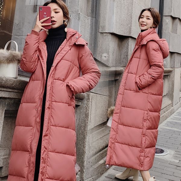 

women's down & parkas female winter long coat warm cotton-padded jackets loose over-the-knee thick fashion oversized jacket coats, Black