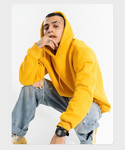 

new products in autumn and winter 2020 original fashion brand men's clothing solid color basic light fleece loose men's sweater, Black