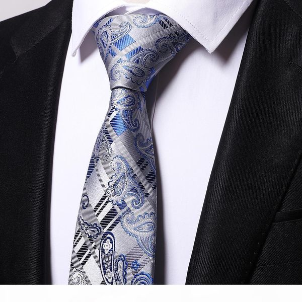 

wholesale 100% silk paisley blue ties men 2017 wedding cravate jacquard woven necktie party business formal birthday gift b0004, Blue;purple
