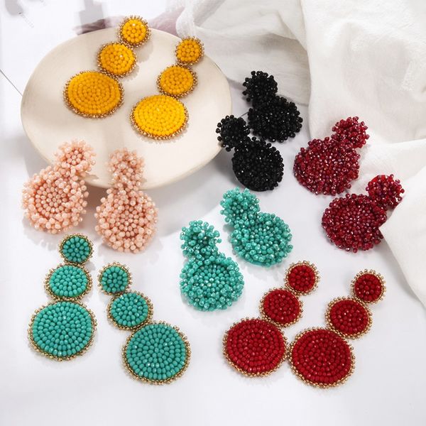 

match-right big bohemia statement dangle drop earring for women ethnic large beads round earrings 2020 femal jewelry sp1002, Silver