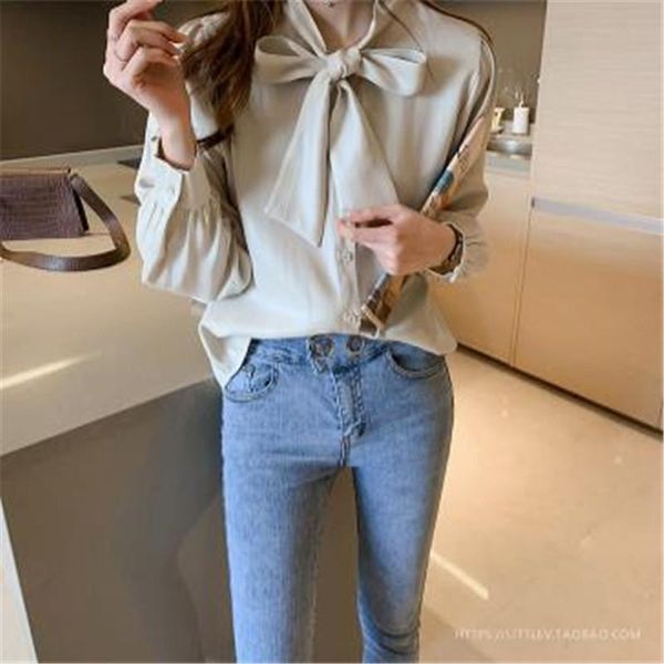 

womens fashion pure color t shirt spring autumn long sleeve tees ladies designer loose clothes with bow, White;black