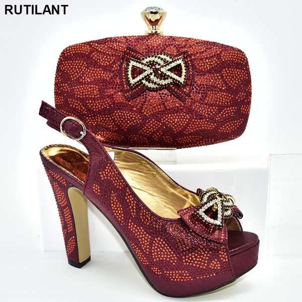 

new arrival african shoe and bag set decorated with rhinestone african wedding italian shoe and bag set decorated with appliques, Black