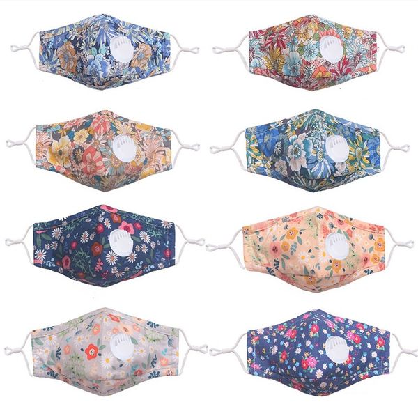 

маски printed цветок респираторы с клапаном для лица cotton washable dust proof пользовательские mascherine мода многоразовые дыхание 4 7zp