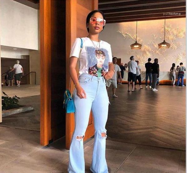 

ripped jeans ladies zipper fly long pants female clothing fashion vintage women flare jeans summer light blue skinny