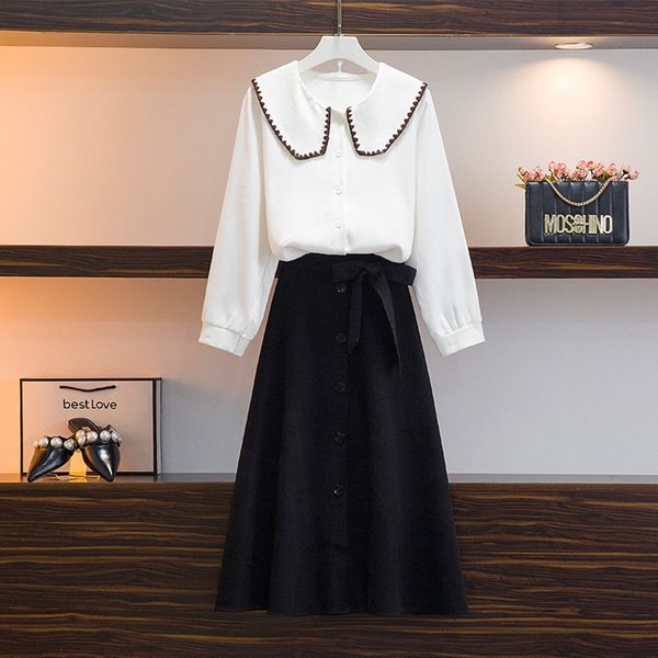 

осень в западном стиле возрастное сокращение костюм кукла воротник aline платье рубашка кукла shirtloosestyle длинный рукав рубашки женщин в, Gray