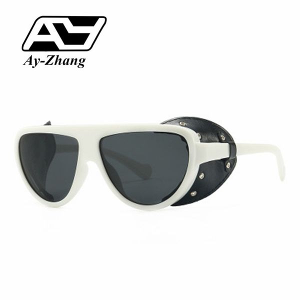

ay-zhang round frame sunglasses trend nice white men eyewears 2020 new style street clear lens vintage international style, White;black