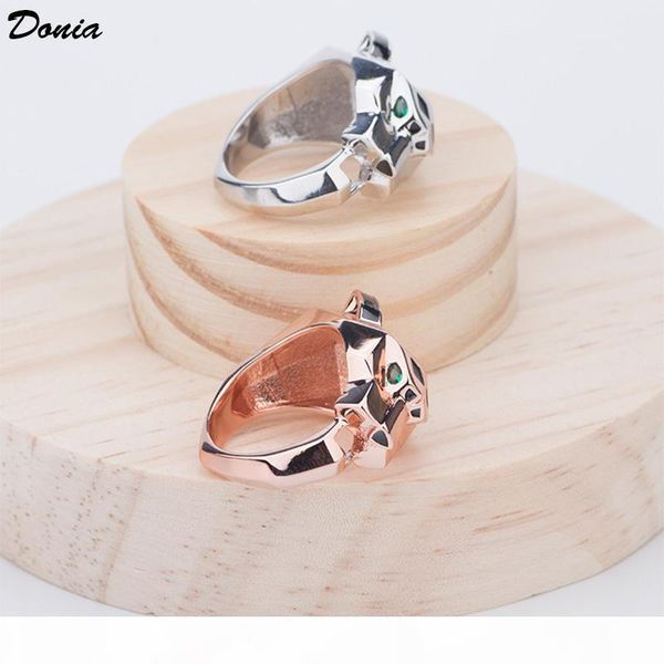 

donia jewelry ring fashion pop inlaid zircon leopard head ring europe and the united states creative men and women ring hand jew, Silver