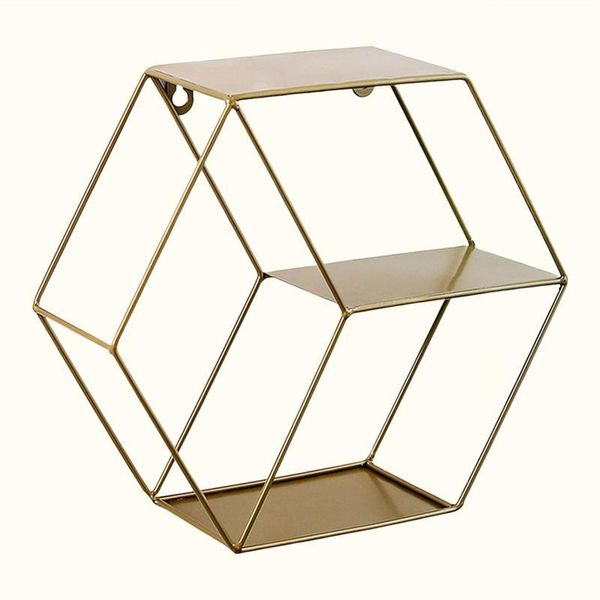 

украшение стена гостиная шестигранной слой полка висячие двойной rack железный скандинавском стиле отделка bedroom хранения кованого vedrd h