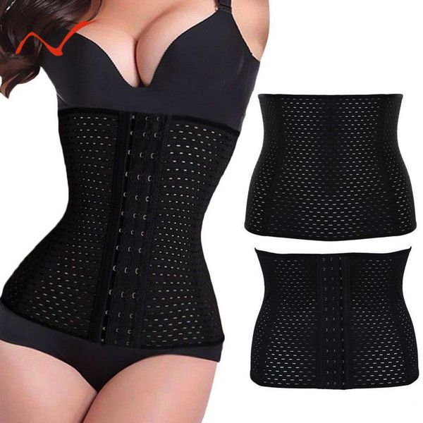 

women corset waist training shaper body shapewear slimming belt breathable waist trainer, Black;gray