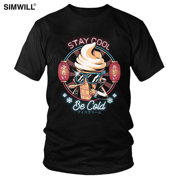 

japanese be cold ice cream t shirt men trendy short sleeved pure cotton t-shirt dessert lover tees custom summer print