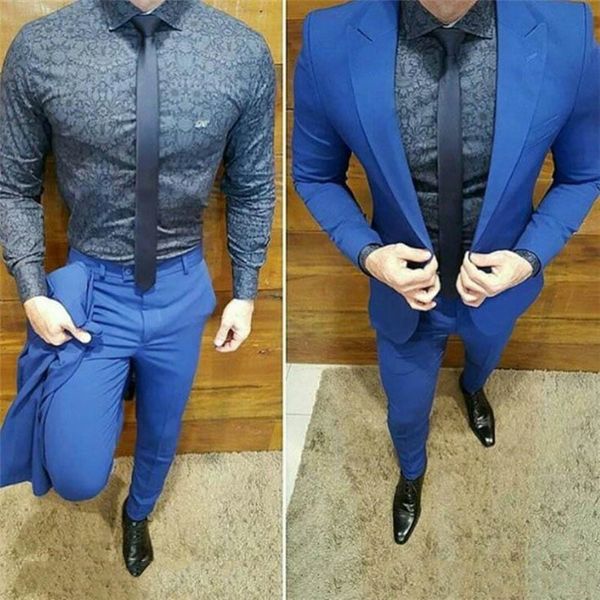 

classic peak lapel wedding tuxedos slim fit suits for men groomsmen suit two pieces prom formal suits (jacket+pants+tie) w254, Black;gray