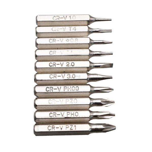 

10pcs 28mm magnetic precision screwdriver bit set ph00 ph0 z1 z0 3.0 2.0 1.0 t5 t4 0.8 multifunctional hex torx head repair