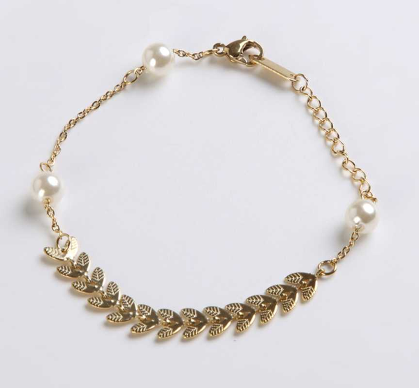 

female wheat ear pearls bracelets gold fashion chain bracelets 316l titanium stainless steel korea style birthday gift, Black