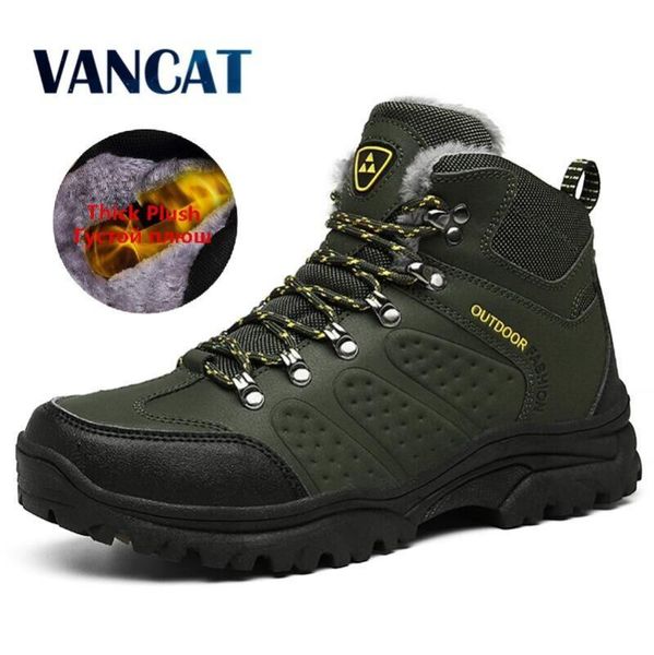 

fashion men's boots thick plush men snow boots non-slip wear-resistant hiking outdoor men winter zapatillas hombre, Black