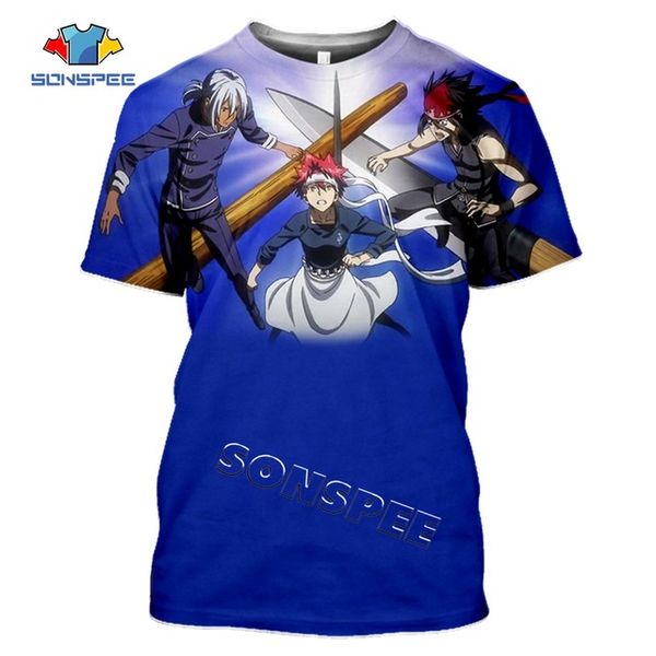 

anime print food wars shokugeki no soma summer casial boys 3d print shirts horror hentai horror men clothing