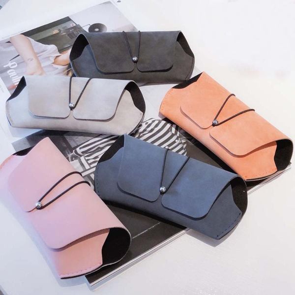 

1pc eyewear accessories men women suede pu leather sunglasses case fold-able buckle glasses box eyeglass holder bag protector, Silver