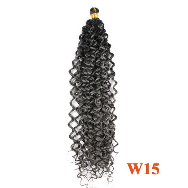

14" 100g synthetic bohemian water curl wave hair extensions for women grey pink blonde ombre crochet hair bulk braids, Black