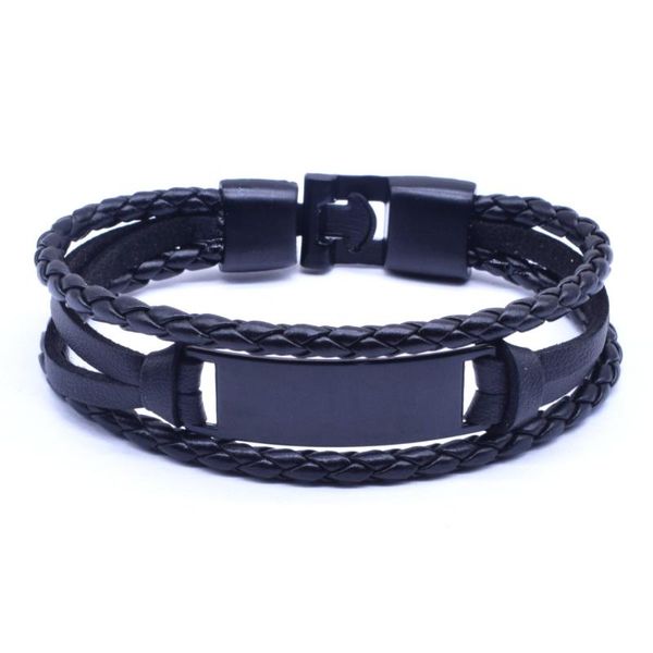 

voq fashion multi-layer leather rope wristband black accessories charm bracelet men handmade jewelry pulsera hombre, Red;blue