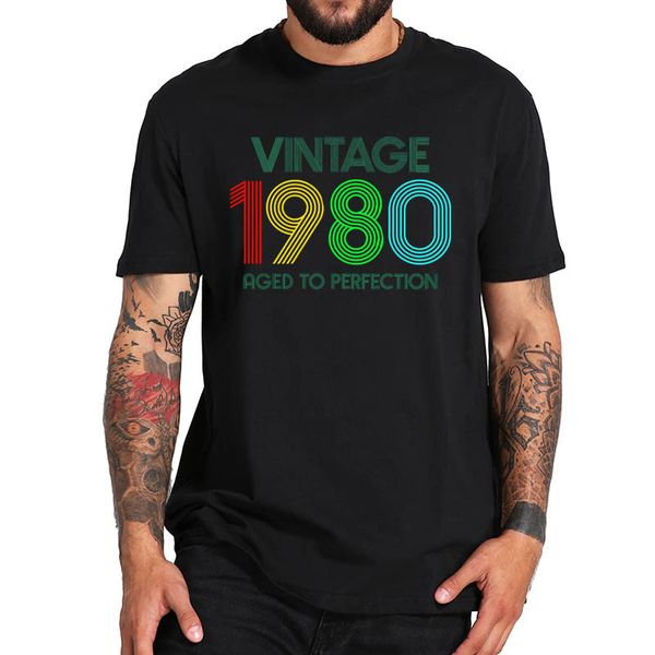 

1980 birthday aged to perfection t shirt eu size 100% cotton digital print soft tee