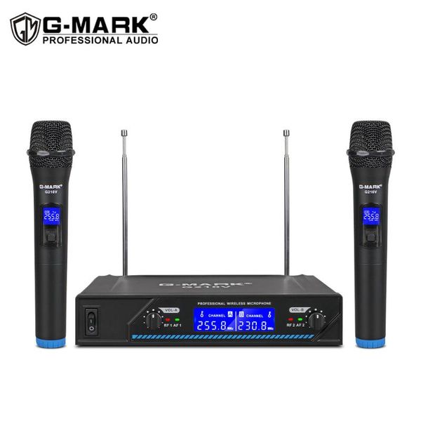 

g-mark g210v wireless microphone professional 2 channel karaoke mic for party singing church show home