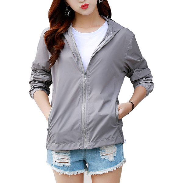 

2020 summer autumn thin sun protection clothing jackets women causal sport jackets zipper lightweight breathable hooded coat, Blue;black