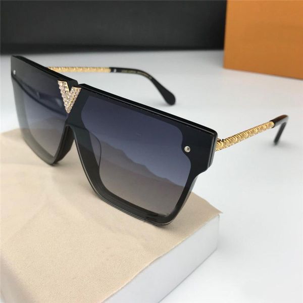 

new luxury fashion designer women sunglasses 1112 square frameless letter with crystal diamond simple pop style brand outdoor, White;black