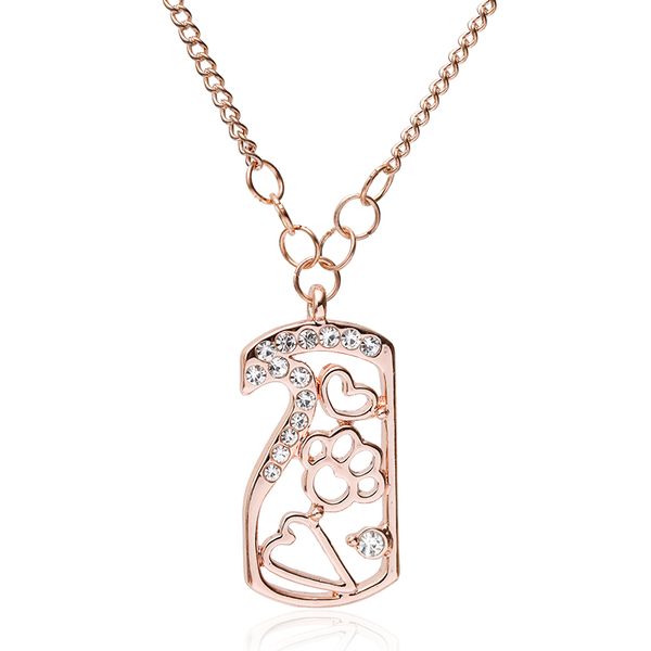 

fashion trend animal paw prints rose gold color for women pendant necklace zinc alloy zircon jewelry gift for daughter girl, Silver