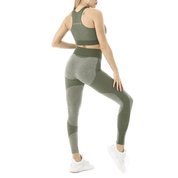 

2 pieces women yoga set u-neck sleeveless sport bra high waist patchwork striped trousers sportwear fitness gym running suit, White;red