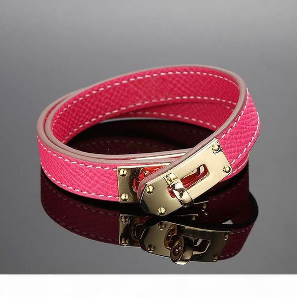 

genuine leather with metal design for women and man bracelet +box wedding jewelry gift drop shipping ps6254a, Golden;silver