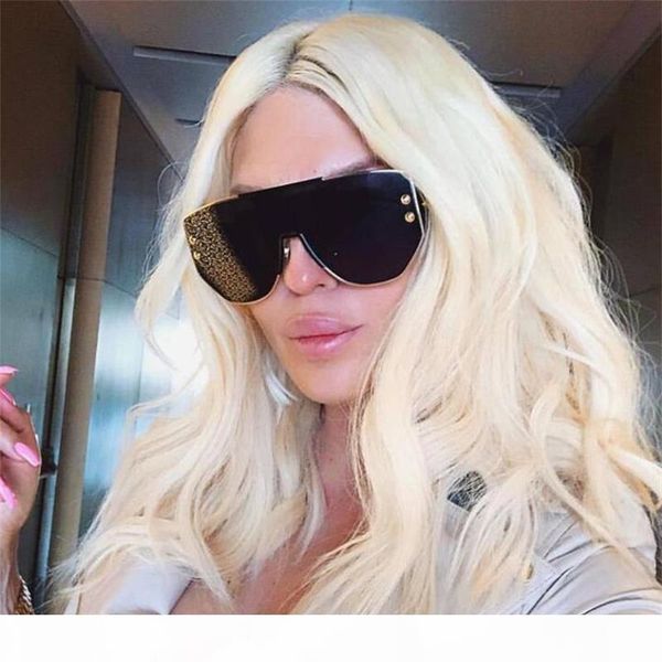 

unique italy brand sunglasses women 2019 fashion designer gold black flat big frame square sunglasses men shield gla's'se's, White;black