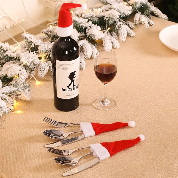 

2021 new year christmas decorative knife fork cutlery set packaging bag fork knife pocket xmas dinner table decor silverware holder dhl free