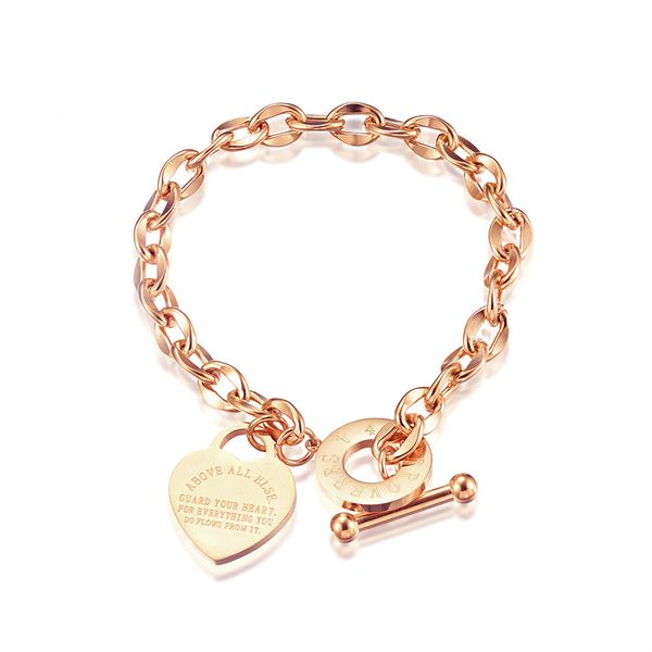 

2020 Europe and the United States Fashionable Fashion Jewelry Bible Proverbs Ladies Titanium Steel Rose Gold Bracelet Gift