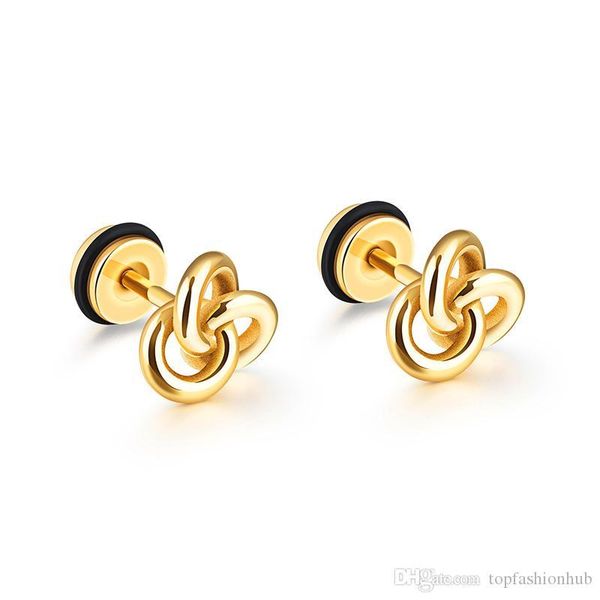 

Hip Hop Celtics Concentric Knot Earring Gold Silver 316L Stainless Steel Men Stud Earrings Jewelry