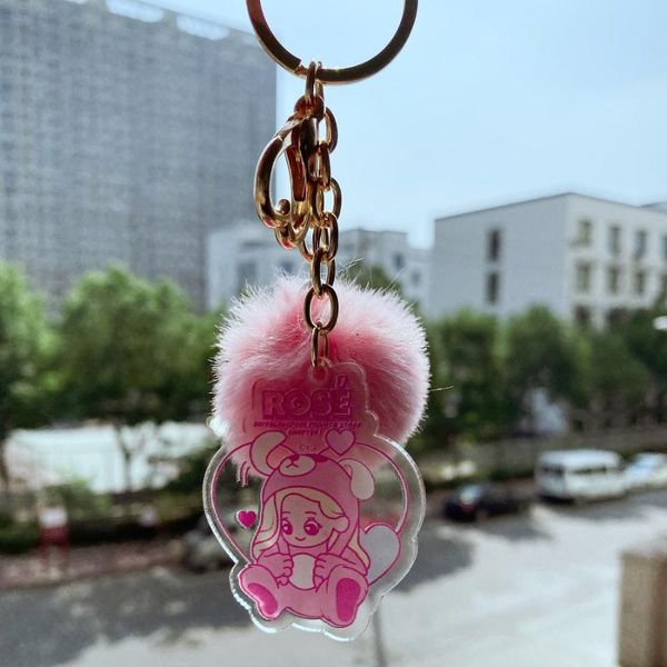 

kpop blackpink lisa jisoo jennie rose cartoon keychain acrylic pendant perimete wallet chain keychains cute keychain wholesale, Silver