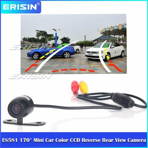 

erisin es581 mini hd dynamic 170° color ccd car reverse rear view camera pal track trajectory