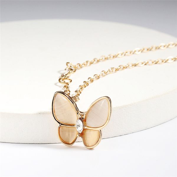 

luokey classic women butterfly necklace elegant temperament crystal clavicle chain pendant necklace bijoux femme for friend, Silver