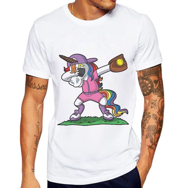 

2019 men t-shirt funny unicorn short sleeve 100 cotton hip hop men t shirts cartoon pony dabbing t shirt for man