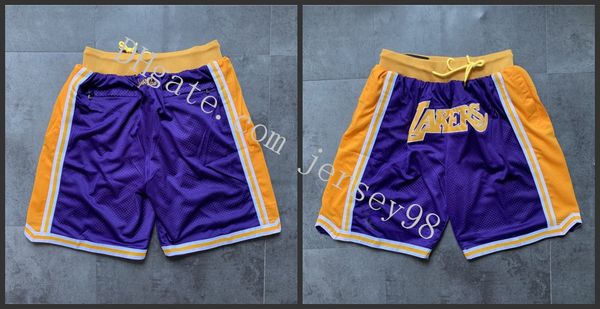 

los angeles lakers men 1997-98 just don white nba men basketball shorts, Black