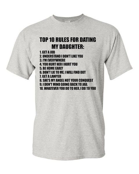 

mens t shirts fashion 2016 men summer novelty ten rules for dating my daughter men's o neck t shirt short sleeve men t-shirt