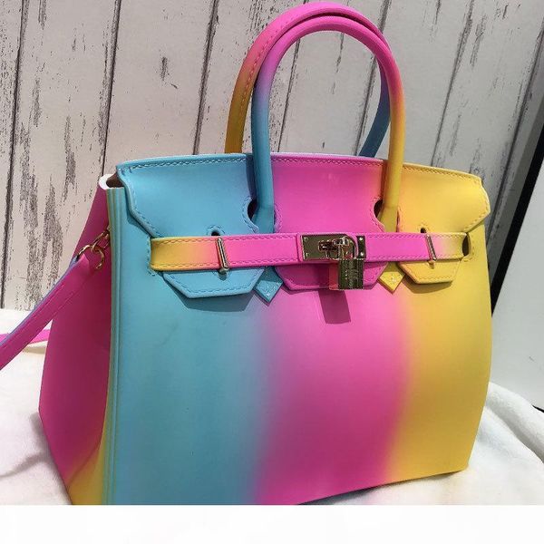 

fashion colorful jelly bag hit color women's portable jelly female bag new 2019 shoulder diagonal pvc jelly bag