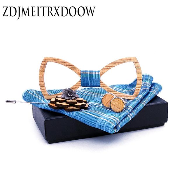 

new design wooden tie pocekt square cufflinks fashion wood bow tie wedding dinne handmade corbata wooden ties gravata set m354, Blue;purple