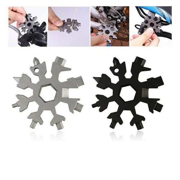 

18-in-1 snowflakes multi tool portable screwdriver keychain stainless steel snowflakes tool compact repair tools for bike and home repair