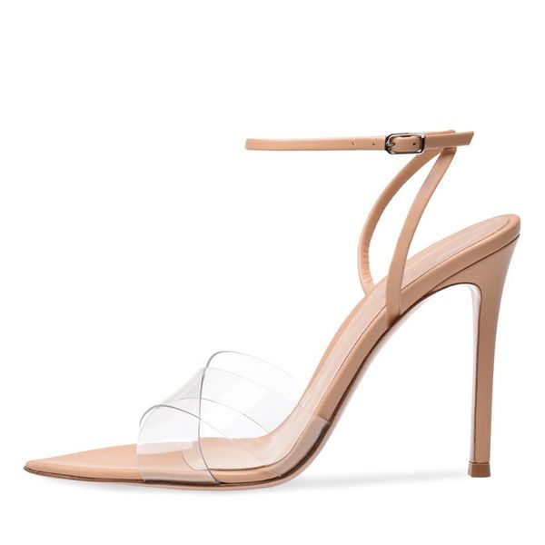 

sandals 2021 fashion women's cross pvc belt ultra high heel pointed banquet shoes chengdu straight, Black