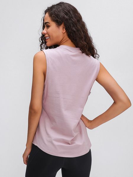 

lu-65 new summer yoga lady brunswick muscle tank cotton sleeveless round neck cuffed quick-drying vest short sleeve women fitness shirts, White;black