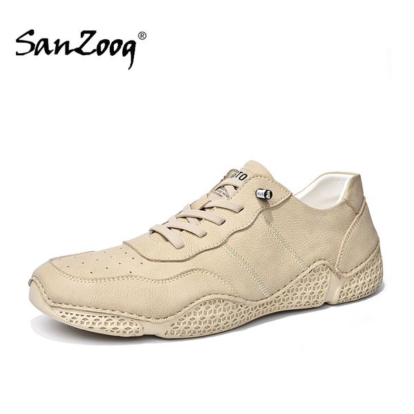 

color sand black men's lace-up leather casual shoes rubber sole men fashion comfortable shoe 2020 summer luxury shouse homme 46s