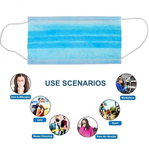 

200 / 400pcs для лица маски одноразового - face mask non woven маски с earloops против пыли пыльцевых аллергенов flu 3 слойных масками лица