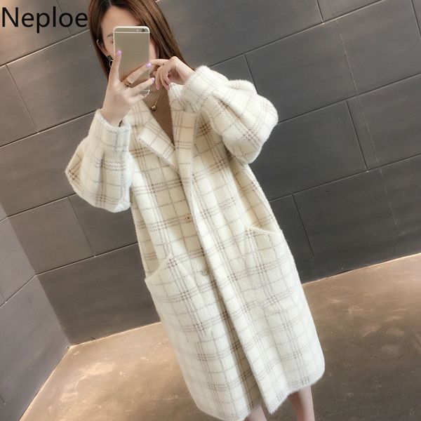 

women's wool & blends neploe heavy work abrigos mujer invierno 2021 plus size thicked mid long cardigan sweater autumn winter water-vel, Black