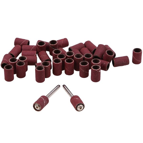

50pcs 180/240# drum sanding band sandpaper with 2pcs rods sander kit mandrels for pedicure nail drill abrasive rotary tool